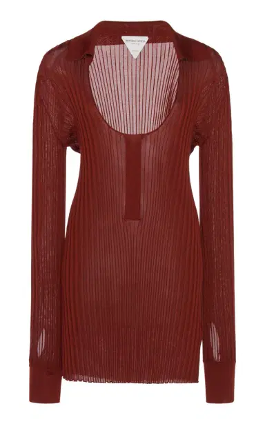 Bottega Veneta Ribbed Silk-Blend Top | Thumbnail 1 Bottega Veneta Ribbed Silk-Blend Top | Thumbnail 1