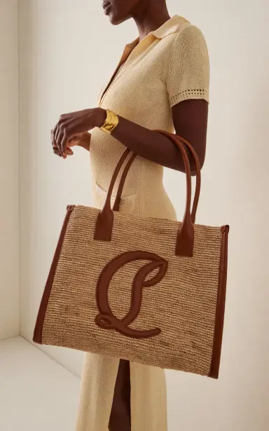 Christian Louboutin By My Side E/W Woven Raffia Tote Bag | Thumbnail 2 Christian Louboutin By My Side E/W Woven Raffia Tote Bag | Thumbnail 2