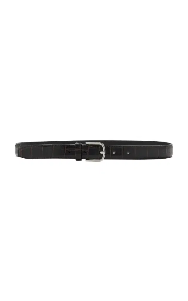 Slim Croc-Embossed Leather Belt