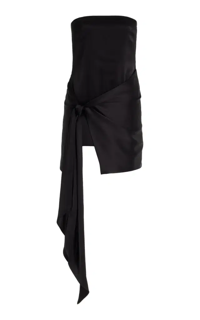David Koma Tie-Detailed Strapless Satin Mini Dress