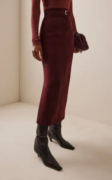 Adam Lippes Levi Belted Suede Maxi Skirt | Thumbnail 3