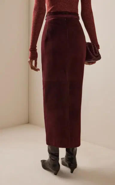 Adam Lippes Levi Belted Suede Maxi Skirt | Thumbnail 4