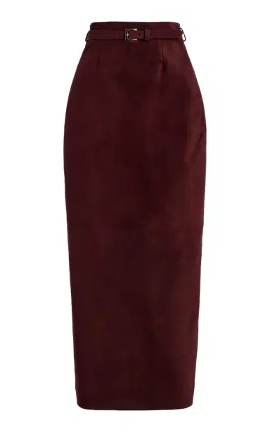 Adam Lippes Levi Belted Suede Maxi Skirt | Thumbnail 1