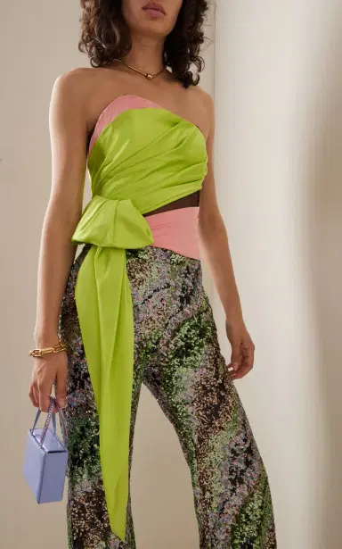 Halpern Draped Asymmetric Bustier Top | Thumbnail 2