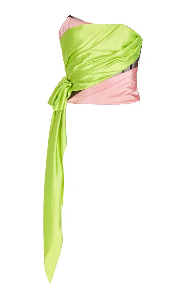 Halpern Draped Asymmetric Bustier Top