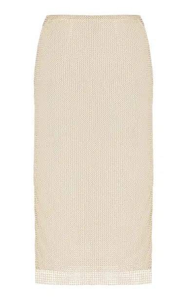 Prada Pearl-Embroidered Mesh Midi Skirt | Thumbnail 1 Prada Pearl-Embroidered Mesh Midi Skirt | Thumbnail 1