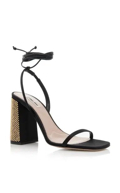 Miu Miu Crystal-Embellished Satin Sandals | Thumbnail 4