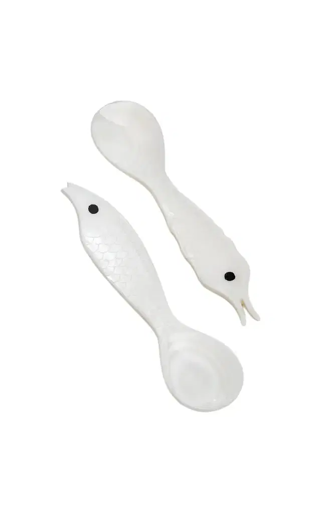Set-of-Two Sea Creatures Mother-of-Pearl Spoons - White