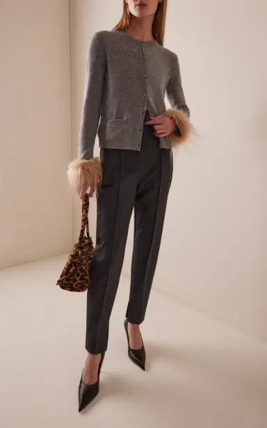 Prada Shearling-Trimmed Wool Cardigan | Thumbnail 2