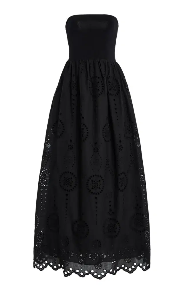 Matteau Knit and Broderie Anglaise Cotton Midi Dress