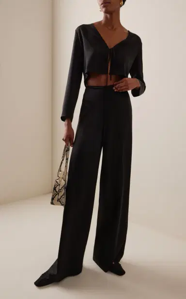 LESET Barb Cropped Satin Top | Thumbnail 2
