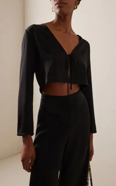 LESET Barb Cropped Satin Top | Thumbnail 3