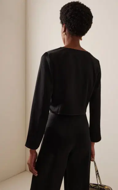 LESET Barb Cropped Satin Top | Thumbnail 4