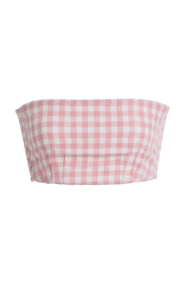 Posse Exclusive Riviera Paige Gingham Linen Crop Top