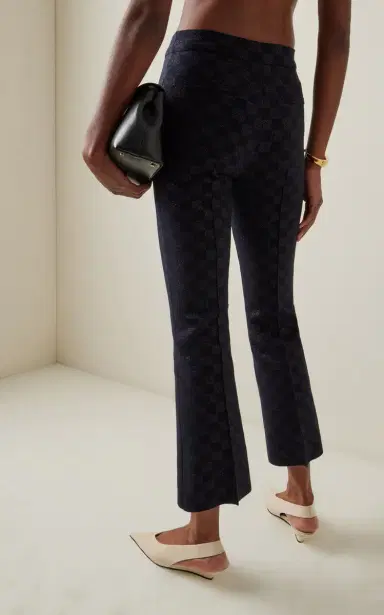 HIGH SPORT Exclusive Kick Checked Stretch-Cotton Knit Cropped Flared Pants | Thumbnail 5