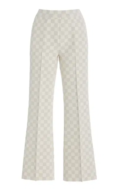 HIGH SPORT Exclusive Kick Checked Stretch-Cotton Knit Cropped Flared Pants | Thumbnail 8