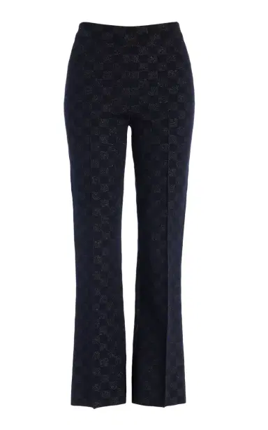 HIGH SPORT Exclusive Kick Checked Stretch-Cotton Knit Cropped Flared Pants | Thumbnail 1