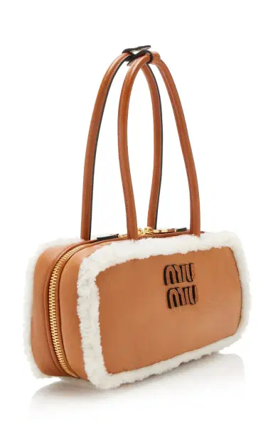 Miu Miu Arcadie Shearling-Trimmed Nubuck Bag | Thumbnail 3