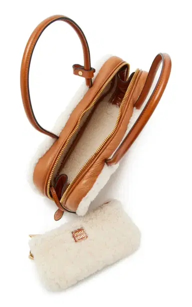 Miu Miu Arcadie Shearling-Trimmed Nubuck Bag | Thumbnail 5