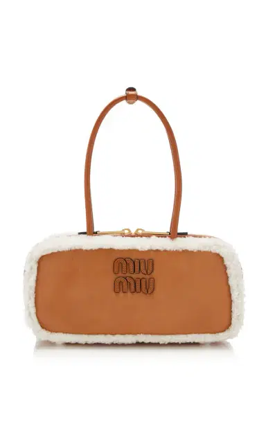 Miu Miu Arcadie Shearling-Trimmed Nubuck Bag | Thumbnail 6