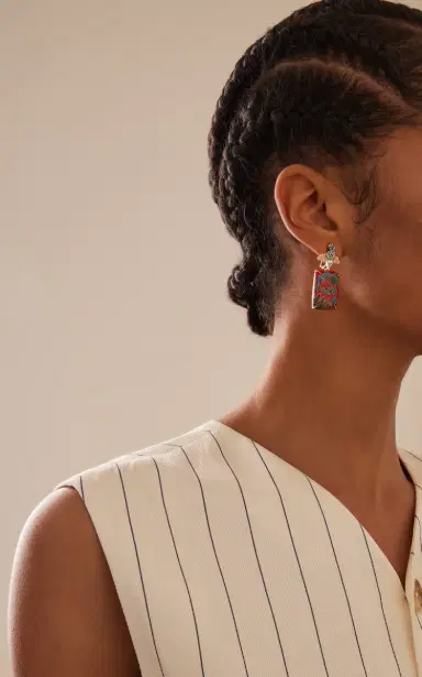 Silvia Furmanovich Marquetry Earrings With Diamond Blue Topaz And Blue Cloud Pattern | Thumbnail 2