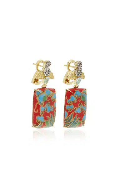 Silvia Furmanovich Marquetry Earrings With Diamond Blue Topaz And Blue Cloud Pattern | Thumbnail 3