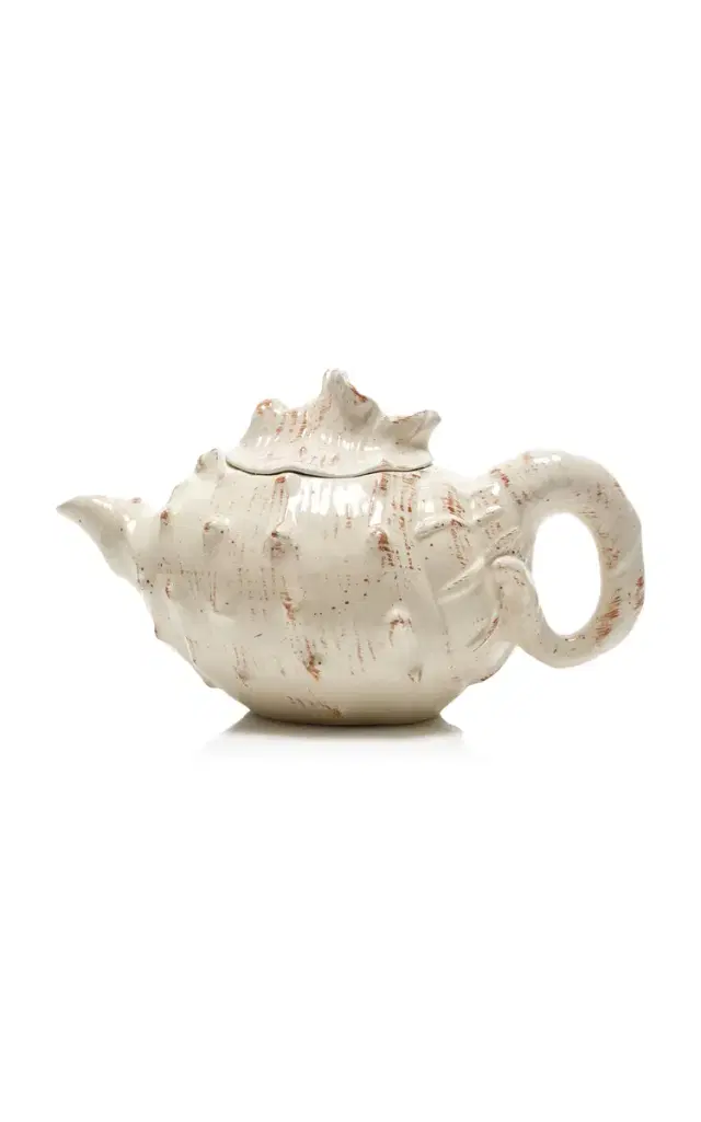 Riviera Shell Ceramic Teapot - White