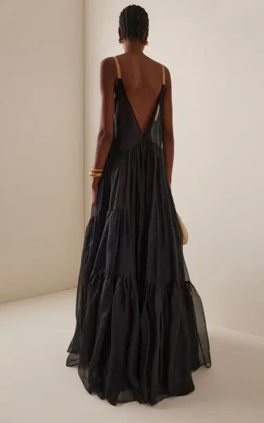 Temily Exclusive Theatre for Dreamers Tiered Silk Gown | Thumbnail 4 Temily Exclusive Theatre for Dreamers Tiered Silk Gown | Thumbnail 4