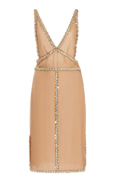 Miu Miu Crystal-Embellished Silk Chiffon Mini Dress | Thumbnail 5 Miu Miu Crystal-Embellished Silk Chiffon Mini Dress | Thumbnail 5