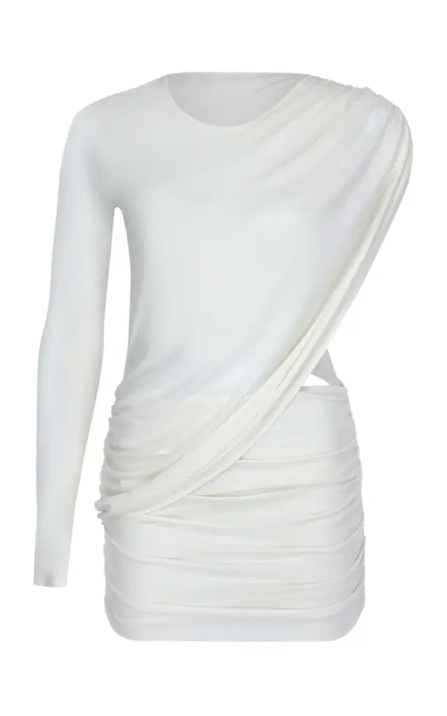 One-Shoulder Jersey Mini Dress - White