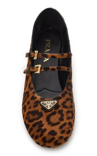 Prada Leopard-Print Pony Hair Mary Jane Ballet Flats | Thumbnail 3 Prada Leopard-Print Pony Hair Mary Jane Ballet Flats | Thumbnail 3