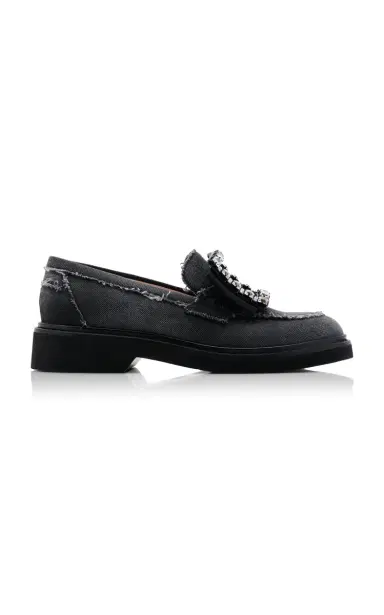 Roger Vivier Viv Rangers Crystal-Embellished Denim Loafers | Thumbnail 6 Roger Vivier Viv Rangers Crystal-Embellished Denim Loafers | Thumbnail 6