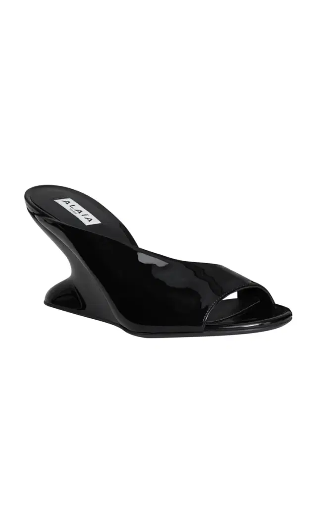 ALAÏA Patent Leather Wedge Mules