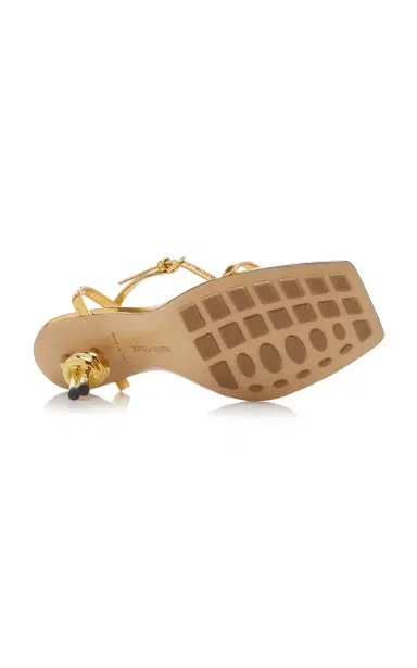 Bottega Veneta Knot Metallic-Leather Sandals | Thumbnail 6