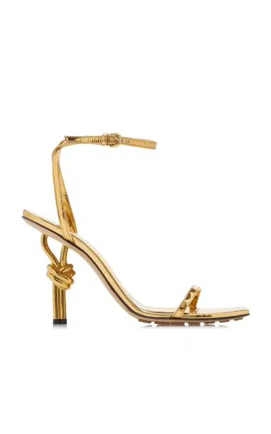 Bottega Veneta Knot Metallic-Leather Sandals | Thumbnail 1
