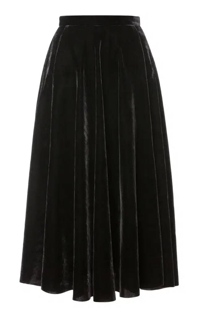 Heritage Velvet Midi Skirt - Black - XS