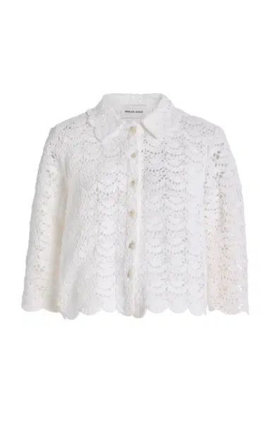 Marlies Grace Exclusive Rosamund Crocheted Cotton Jacket | Thumbnail 1