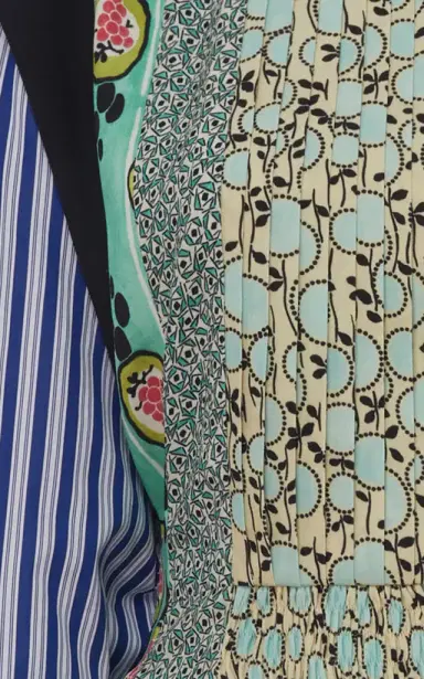 Prada Patchwork Smocked Crepe Midi Dress | Thumbnail 5