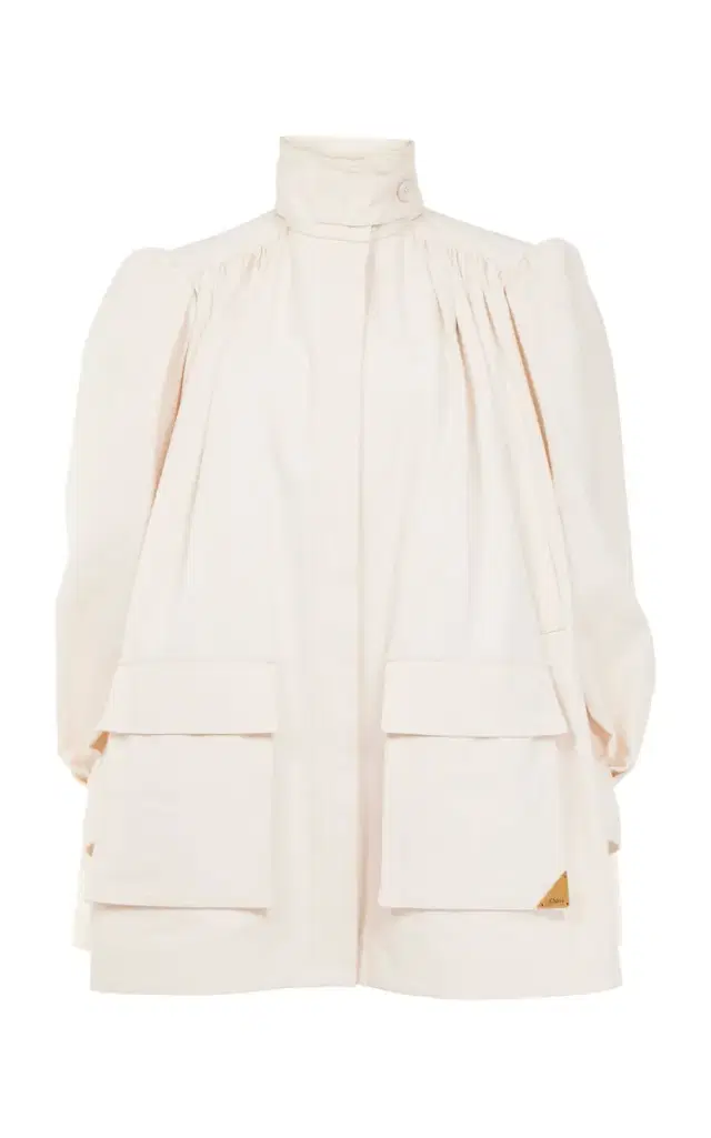 Puff-Sleeve Cotton Canvas Utility Jacket