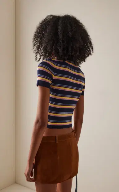 Prada Striped Ribbed-Cotton T-Shirt | Thumbnail 4