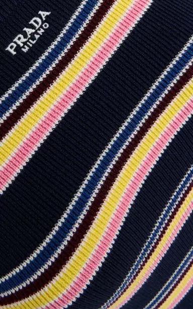 Prada Striped Ribbed-Cotton T-Shirt | Thumbnail 5