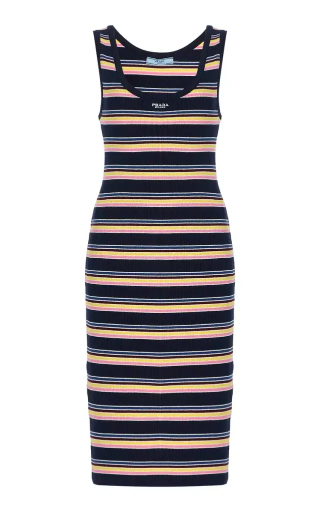 Striped Cotton Midi Tank Dress