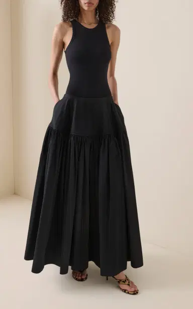 Alaïa Bell Cotton Poplin Maxi Skirt | Thumbnail 2