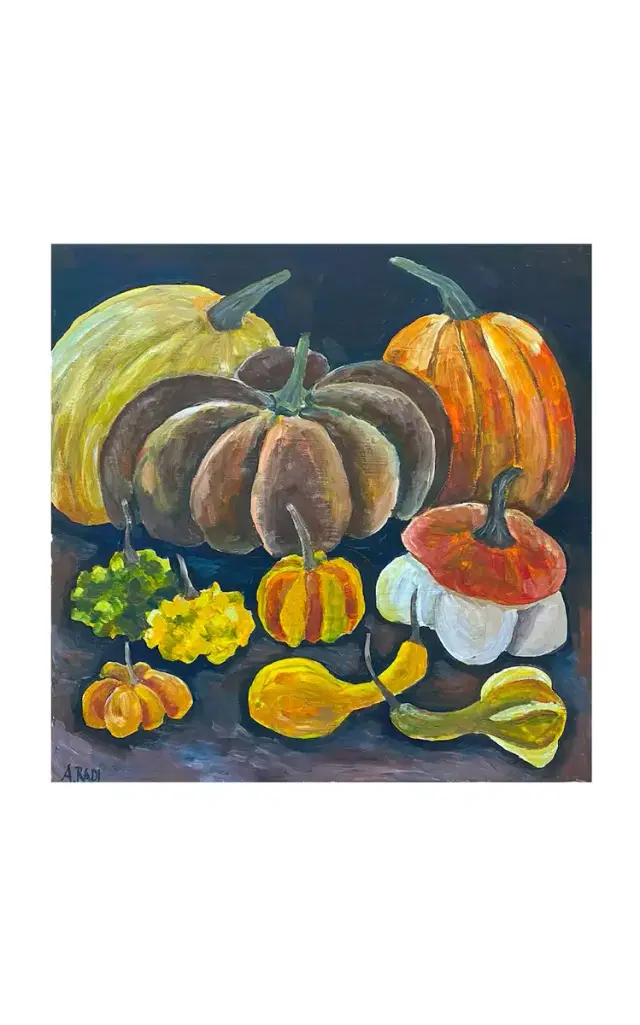 Zucche Assortite (Assorted Gourds) Oil Painting - Multi
