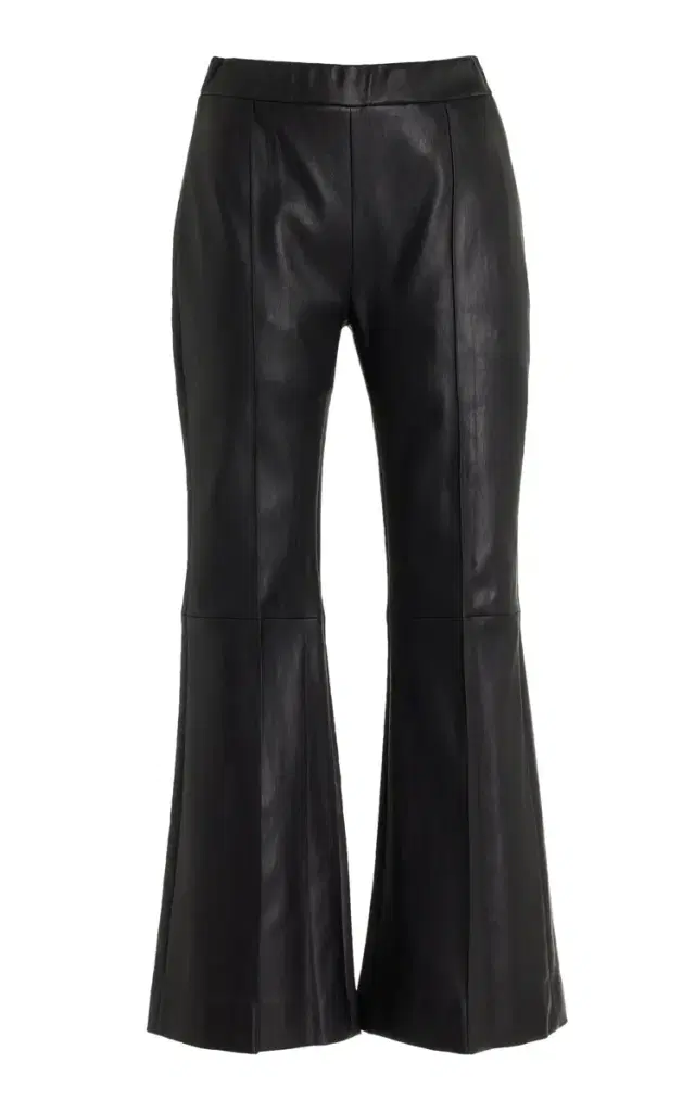 Cropped Leather Flared Pants
