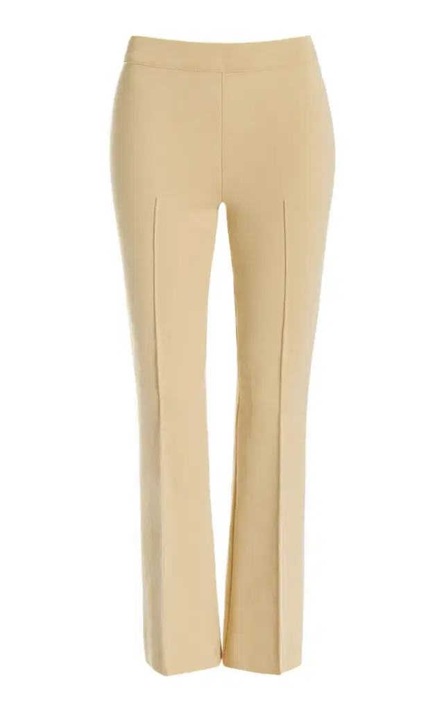 High Sport Kick Stretch-Cotton Knit Cropped Flared Pants