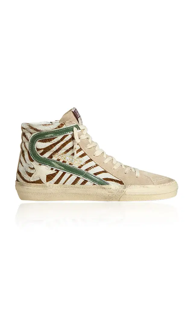 Slide Calf Hair High-Top Sneakers