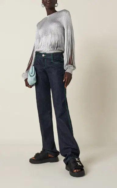 Bottega Veneta Embroidered Rigid Low-Rise Flared-Leg Jeans | Thumbnail 2 Bottega Veneta Embroidered Rigid Low-Rise Flared-Leg Jeans | Thumbnail 2