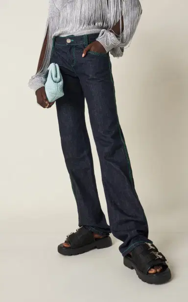 Bottega Veneta Embroidered Rigid Low-Rise Flared-Leg Jeans | Thumbnail 3 Bottega Veneta Embroidered Rigid Low-Rise Flared-Leg Jeans | Thumbnail 3