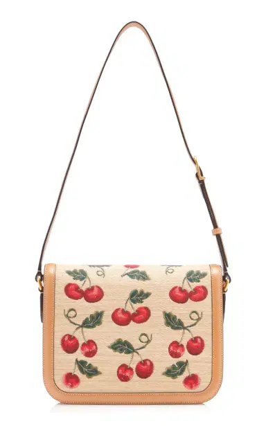 Valentino Garavani Cherry-Detailed Raffia-Leather Shoulder Bag | Thumbnail 4 Valentino Garavani Cherry-Detailed Raffia-Leather Shoulder Bag | Thumbnail 4